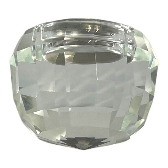 Royal Doulton Faceted Round Desk Clock Paperweight Radiance Glass Vintage - Picture 5 of 9